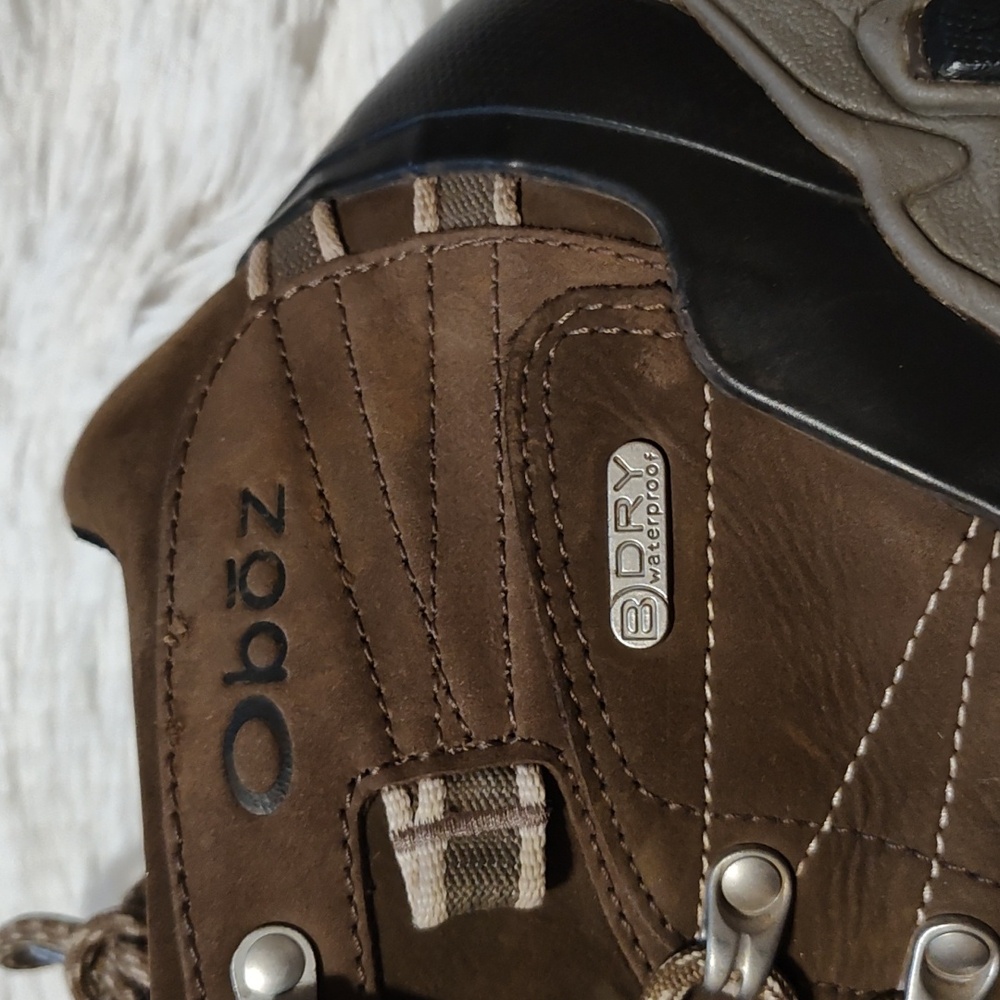 Obōz Womens Bridger Mid Hiking Boots Walnut Brown Leather B-Dry Waterproof 9.5 - Picture 5 of 11